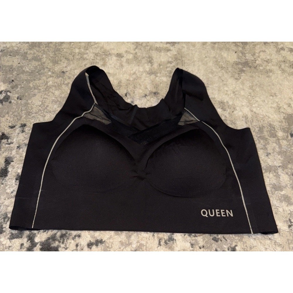 Queen Size 5XL Womens Black Lined Wireless Pull On Padded Bralette Bra